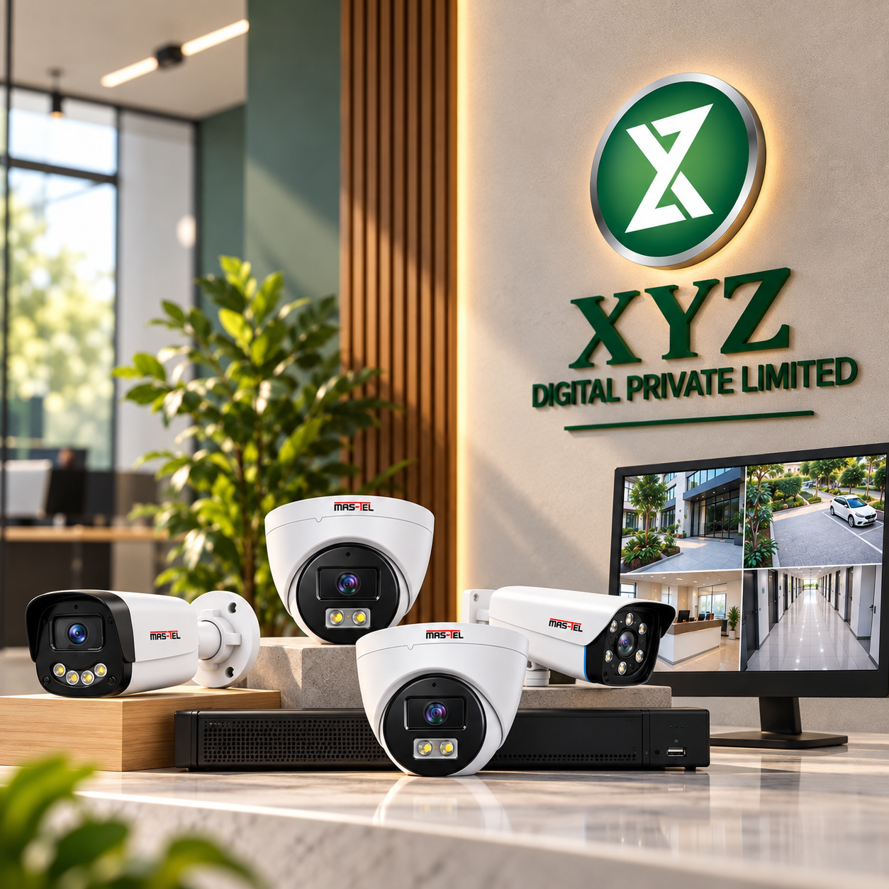 XYZ Digital technician installing security camera